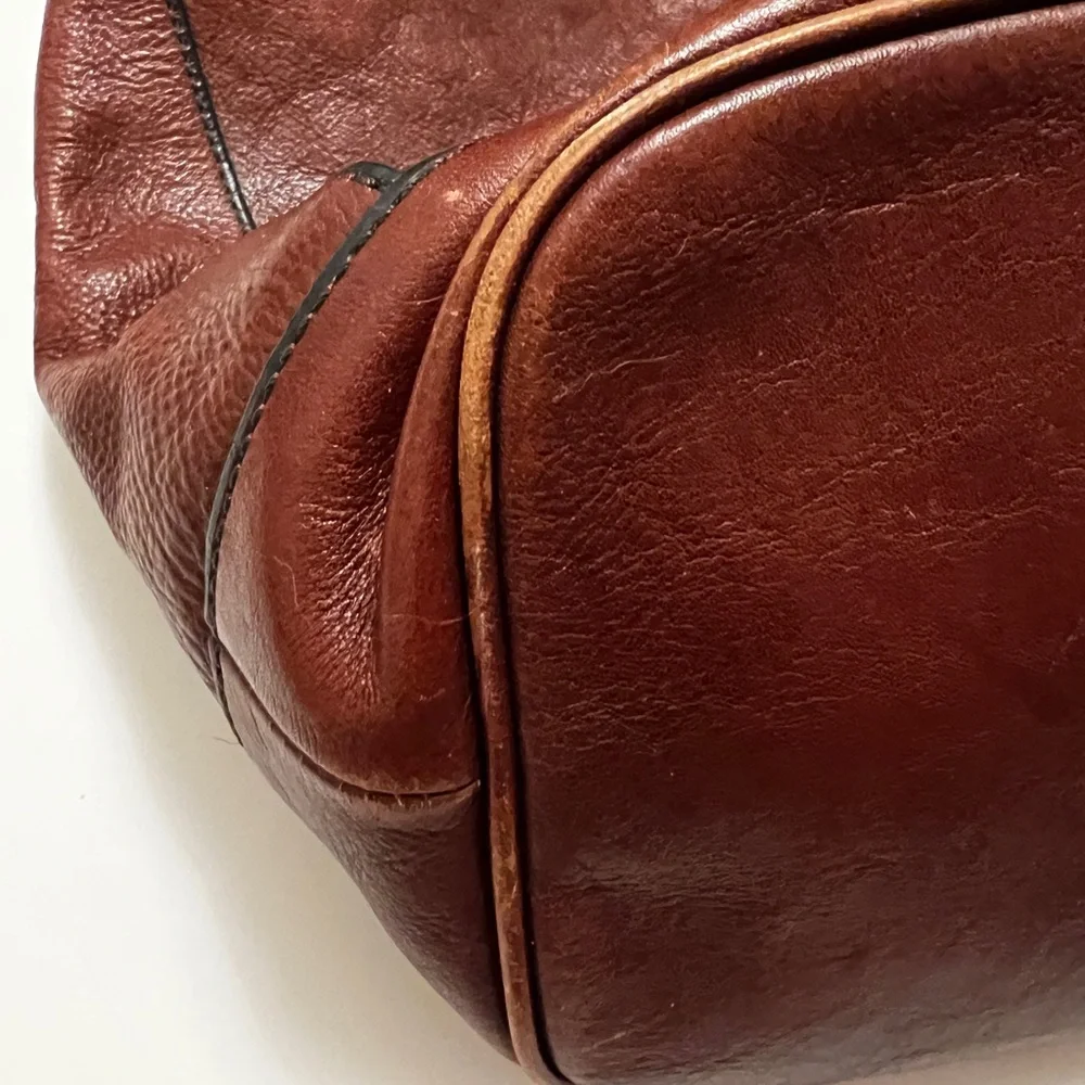 Vintage Fossil Brown Leather Shoulder Bag Adjustable Maddox Boho Tote Carryall